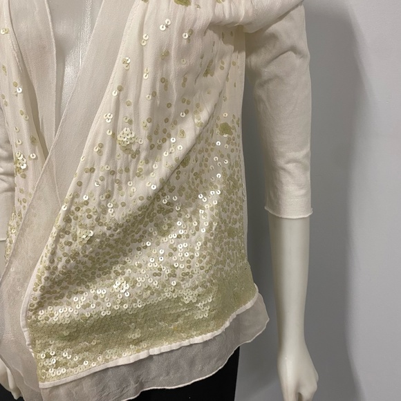 Bibelot 100% Mercerized Cotton Sequin Open Cardigan - Picture 3 of 7